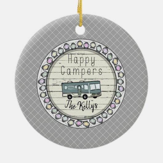 Happy Campers Personalized RV Keramisch Ornament (Achterkant)