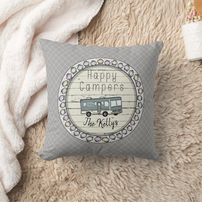 Happy Campers Personalized RV Kussen (Deken)