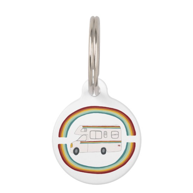 Happy Campers Rainbows Motorhome RVing Whimsical Huisdierpenning (Voorkant)