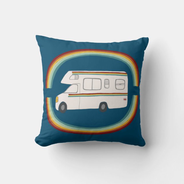 Happy Campers Rainbows Whimsical Motorhome RVing Kussen (Voorkant)