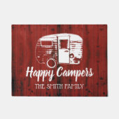 Happy Campers Red Barn Rustic Camping Family Name Deurmat (Voorkant)