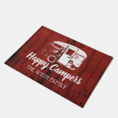 Happy Campers Red Barn Rustic Camping Family Name Deurmat (Schuin)