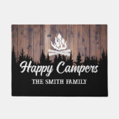 Happy Campers Rustic Camping Fire Familienaam Deurmat (Voorkant)