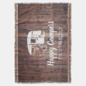 Happy Campers Rustic Camping Trailer Familienaam Deken (Voorkant Verticaal)
