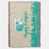 Happy Campers Rustic Camping Trailer Familienaam Deken (Voorkant Verticaal)