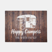 Happy Campers Rustic Camping Trailer Familienaam Deurmat (Voorkant)