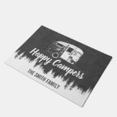Happy Campers Rustic Chalkboard Familienaam Deurmat (Schuin)