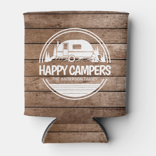 Happy Campers Rustic Wood Camping Blikjeskoeler (Voorkant)