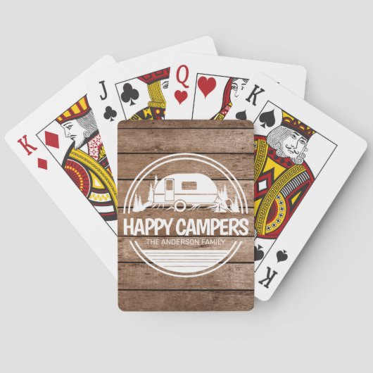 Happy Campers Rustic Wood Camping Pokerkaarten (Achterkant)