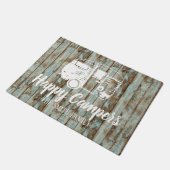 Happy Campers Rustic Wood Familienaam Deurmat (Schuin)