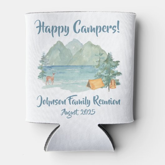 Happy Campers Rustieke bergen Familie Reünie Blikjeskoeler (Voorkant)