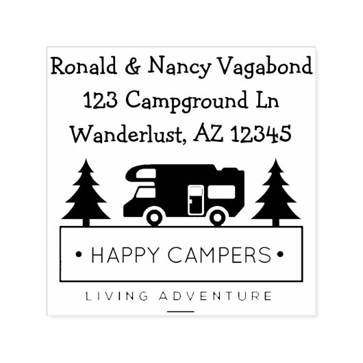 Happy Campers | Rustieke gepensioneerde camping Zelfinktende Stempel (Design)
