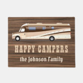Happy campers rustig wood RV camping family custom Deurmat (Voorkant)