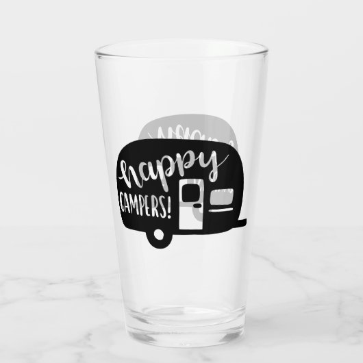Happy Campers, schattig woordglas Glas (Achterkant)
