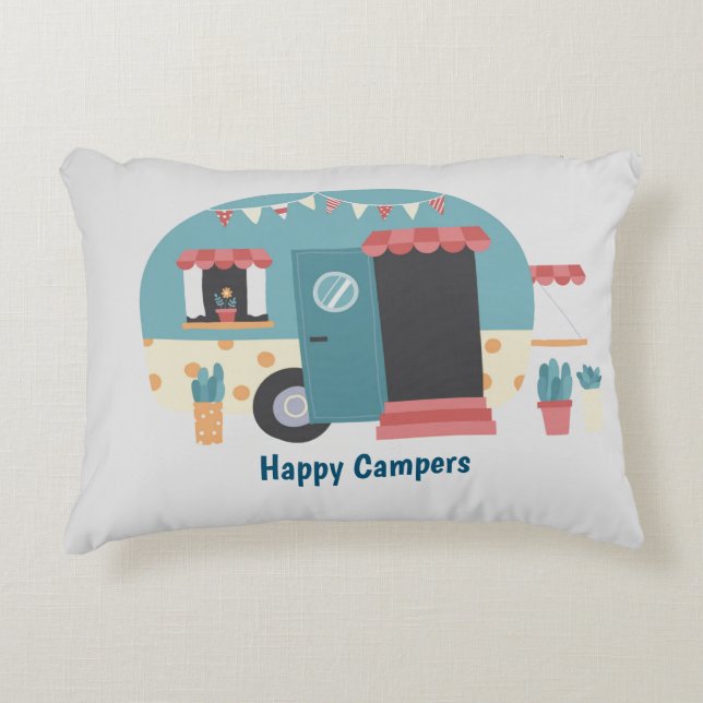 Happy Campers Trailer Accent Kussen (Voorkant)
