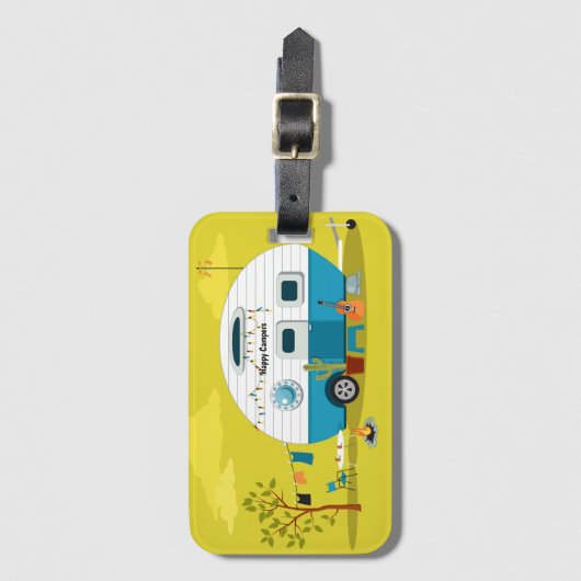 Happy Campers Trailer Bagagelabel (Voorkant (verticaal))