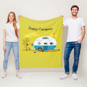 Happy Campers Trailer Fleece Deken