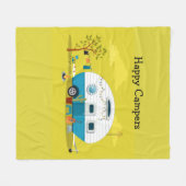 Happy Campers Trailer Fleece Deken (Voorkant (Horizontaal))