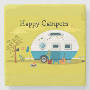 Happy Campers trailer Stenen Onderzetter