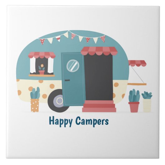 Happy Campers Trailer Tegeltje (Voorkant)