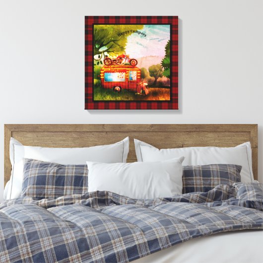 Happy Campers Trailer Trash Buffalo Pset Canvas Afdruk (Insitu (Slaapkamer))