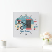 Happy Campers Trailer Vierkante Klok (Huis)