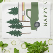 HAPPY CAMPERS Truck Camping RVing Trees Forest Theedoek (Gevouwen)