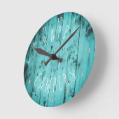 Happy Campers Turquoise Wood Retirement RV Camping Ronde Klok (Hoek)