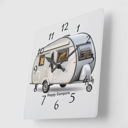 Happy campers vierkante klok (Hoek)