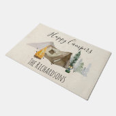 Happy Campers Waterverf personaliseert Camp Tent Deurmat (Schuin)