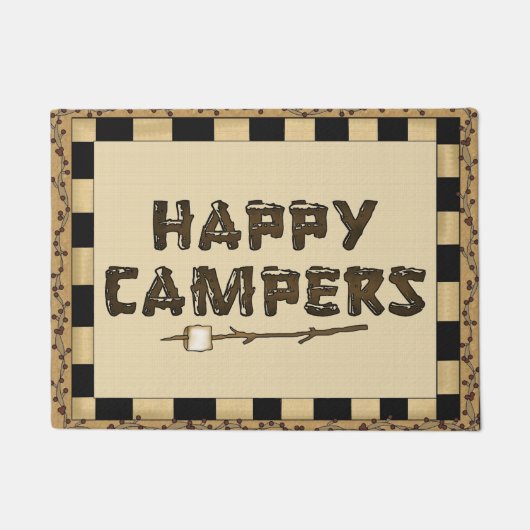 Happy Campers woord art doormat Deurmat (Voorkant)