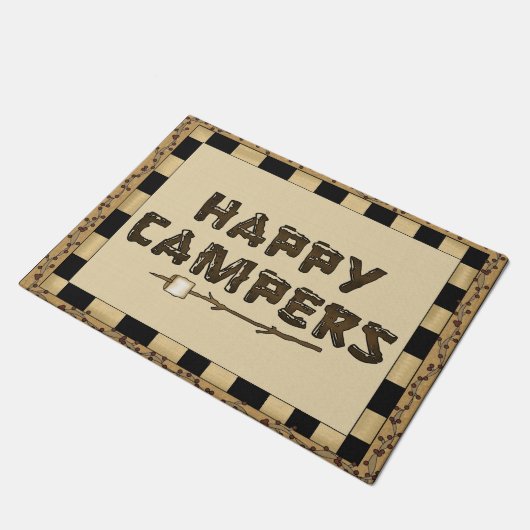Happy Campers woord art doormat Deurmat (Schuin)
