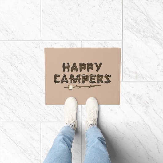 Happy Campers woord kunstdeurmat Deurmat (Binnen)