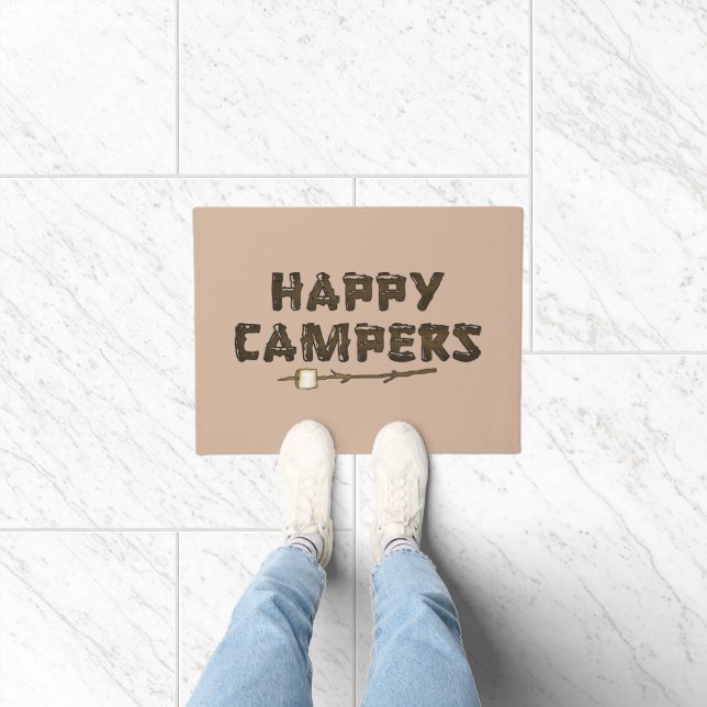 Happy Campers woord kunstdeurmat Deurmat (Binnen)