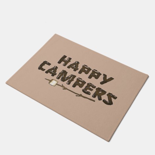 Happy Campers woord kunstdeurmat Deurmat (Schuin)