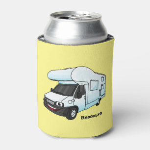 Happy campervan cartoon illustratie blikjeskoeler