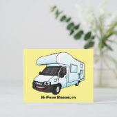 Happy campervan cartoon illustratie briefkaart (Staand voorkant)