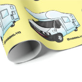 Happy campervan cartoon illustratie cadeaupapier (Rol Hoek)