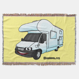 Happy campervan cartoon illustratie deken