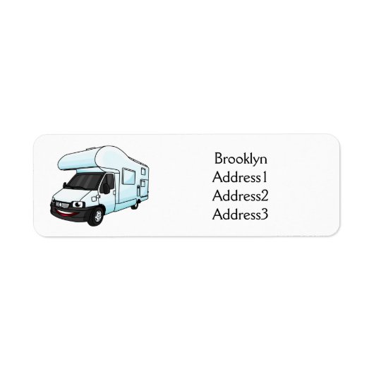 Happy campervan cartoon illustratie etiket (Voorkant)