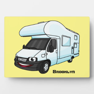 Happy campervan cartoon illustratie fotoplaat