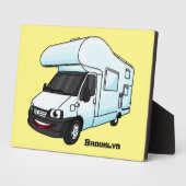 Happy campervan cartoon illustratie fotoplaat (Zijkant)