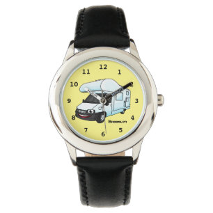 Happy campervan cartoon illustratie horloge