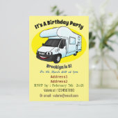 Happy campervan cartoon illustratie kaart (Staand voorkant)