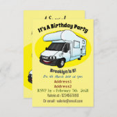 Happy campervan cartoon illustratie kaart (Voorkant / Achterkant)