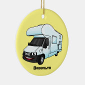 Happy campervan cartoon illustratie keramisch ornament (Rechts)
