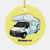 Happy campervan cartoon illustratie keramisch ornament (Achterkant)