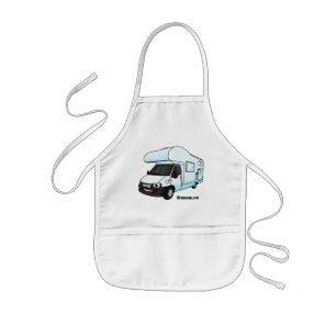 Happy campervan cartoon illustratie kinder schort
