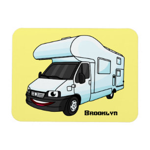 Happy campervan cartoon illustratie magneet