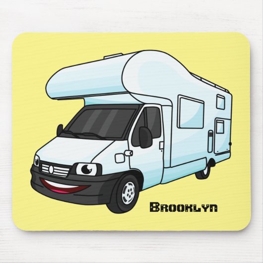 Happy campervan cartoon illustratie muismat (Voorkant)